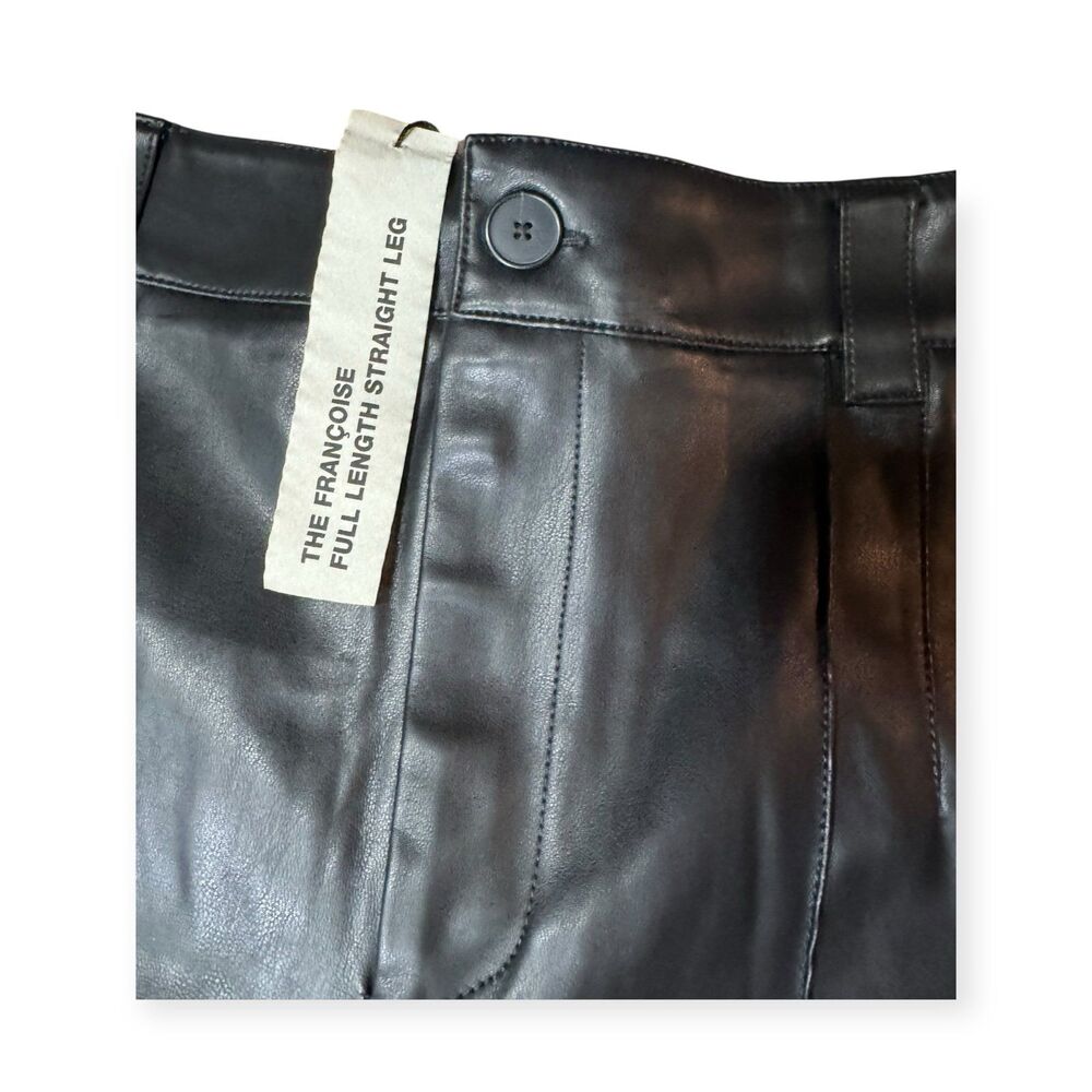 Zara Faux Leather FRANÇOISE‎ Full Length High-Waist Small Trousers Straight-Leg - Picture 3 of 5